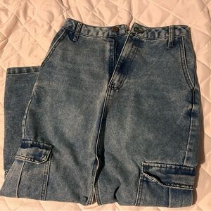 love, Fire Men's Washed Blue Cargo Jeans